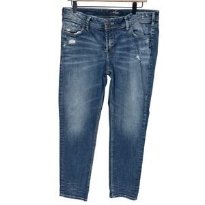 Silver Jeans Elyse Ankle Slim Embroidered Pocket Womens size 31/L27